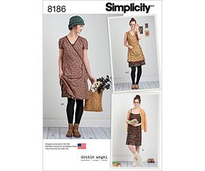 Simplicity 8186 Coupe Robes Dottie Angel Frock : Wrap et Slip Robe, Blanc, P5 | 12-14-16-18-20 US (FR 40 à 48)