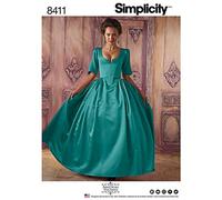 Simplicity 8411 Patron de Couture, déguisement pour Femme, Robe 18e siècle, Papier, Blanc, 22 x 15 x 1 cm