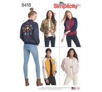 Simplicity 8418 Doublé Bomber Veste Femmes Couture Motif Tailles 4-12 & 14-22