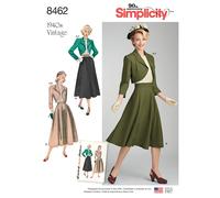 Simplicity 8462 Femmes 1940'S Jupe Chemisier Boléro Couture Motif Taille 6-14