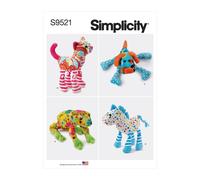 Simplicity 9521 Peluche Animal Doux Jouets Couture Motif Grenouille Chat Chien