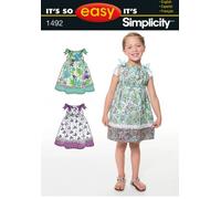 Simplicity It's So Easy Pattern 1492 (A1492) Girls Dress Sizes 3-4-5-6-7-8