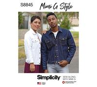 Simplicity Jacket Pattern S8845 Mimi G Veste en Jean, Denim, Blanc, A (XS-S-M-L-XL)