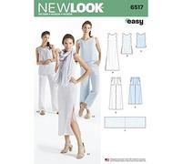 Simplicity New Look pour Femme Robe/Tunique/Top/Pantalon/écharpe Patron de Couture, Blanc