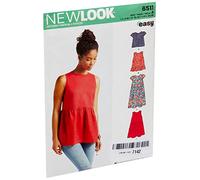 Simplicity New Look pour Femme Tops avec Variations de Longueur et Manches Patron de Couture, Blanc