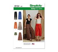 Simplicity Patron 8134 Pantalon et Short faciles à Coudre pour Femme, Papier, Blanc, Tapis uni Beige foncé, Taille : 80 x 150 cm