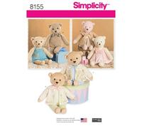 Simplicity – Patron 8155 – Ours en peluche avec vêtements – Papier blanc – 22 x 15 x 1 cm