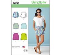 Simplicity Patron de Couture 1370 : Short, Jupe-Short et Jupe pour Femme, Taille Papier, Blanc, P5 (40-42-44-46-48)