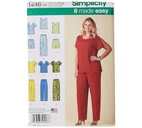 Simplicity Patron de Couture 1446 : Six Made Easy à Enfiler sur Les Hauts, Pantalons ou Shorts pour Grande Taille, Papier, Blanc, FF (18W-20W-22W-24W)