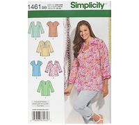 Simplicity Patron de Couture 1461 : Tunique pour Femme et Grande Taille avec Encolure et Manches, Blanc, BB (20W-28W)
