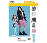Simplicity Patron de couture 8027 pour filles, hauts, vestes, gilets, jupes et leggings