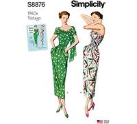 SIMPLICITY Patron de couture S8876 Robe et étole vintage en papier, multicolore, BB (20W-28W)
