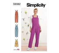 Simplicity Patron de couture S9382 Salopette pour femme avec taille surélevée et attaches dans le dos, 44-46-48-50-52