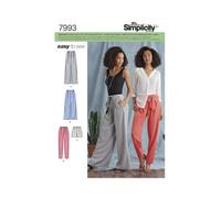 Simplicity Patrons 8389 Pantalon pour Femme en Papier avec différentes Longueurs et largeurs et Ceinture à Nouer Blanc 22 x 15 x 1 cm