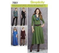 Simplicity S7861.H5 Patron de Couture Robes tunique et pantalon Jersey Papier, Blanc, 21 x 15 x 1 cm