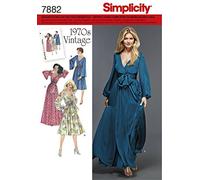 Simplicity S7882.R5 Patron de Couture Robes rétro Vintage 70's, Papier, Blanc, 21 x 15 x 1 cm
