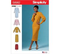 Simplicity S8982 Patron de couture en tricot deux pièces pour robe pull hauts, jupes, papier, blanc, divers