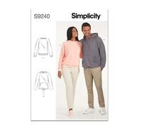 Simplicity Sewing Pattern S9240 Unisex Raglan Pullover Shirts SS9240A Haut Unisexe, Blanc, A (XS-S-M-L-XL)