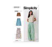SIMPLICITY SS3105A Patrons de couture pour shorts et pantalons pour femme Taille XS S S M L XL XXL