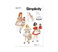 SIMPLICITY SS3117A Patron de couture Robe et tablier pour enfant Robe et tablier pour poupée et poupée A (2-3-4-5-6)