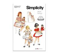 SIMPLICITY SS3117A Patron de couture Robe et tablier pour enfant Robe et tablier pour poupée et poupée A (2-3-4-5-6)