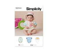 Simplicity SS3144A Patron de couture Body et chapeau cloche pour bébé, code S3144, tailles XS-S-M-L