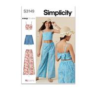 Simplicity SS3149A Patrons de couture pour hauts, shorts et pantalons pour fille Taille A (7-8-10-12-14)