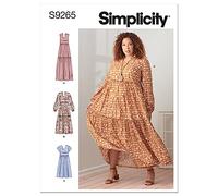 Simplicity Patron Robe SS9265A Modèle A – Robe ample à étage froncée sous-poitrine – Blanc XXS-XXL