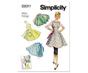 SIMPLICITY SS9311A Undefined Tablier A (S-M-L), papier, blanc