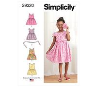 Simplicity Patron de couture 9320 – Robe enfant froncée sous la taille – 2 à 8 ans – Multicolore