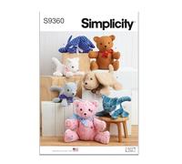 Simplicity SS9360OS UNDEFINED Peluche adorable ours en peluche 45,7 cm, chiot de 30,5 cm de long et chaton de 25,4 cm de long super facile à coudre, blanc, taille unique