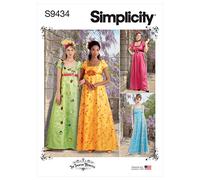 Simplicity - Patron de couture S9434 - Robes style Régence femmes - Blanc, tailles 10-14 & 20W-28W
