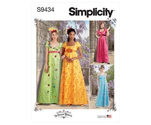 Simplicity SS9434AA - S9434 - Patron de couture pour robes de style régence pour femmes, blanc