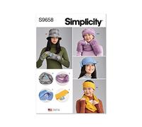 Simplicity SS9658A Chapeaux, bandeau, moufles pour femme Tailles S-M-L, chapeau et écharpe Infinity A (S-M-L)