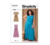SIMPLICITY SS9948W2 Patron de couture pour femme Robe en tricot avec manches et variations de longueur W2 (20W-22W-24W-26W-28W)