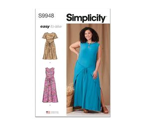 SIMPLICITY SS9948W2 Patron de couture pour femme Robe en tricot avec manches et variations de longueur W2 (20W-22W-24W-26W-28W)