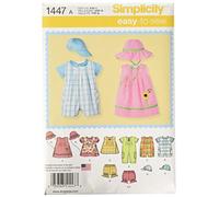 Simplicity us1447 a Taille Un Bébé Grenouillère/Robe/Haut/Culotte et Chapeaux