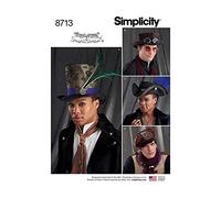 Simplicity US8713A SimplicityPattern 8713 Chapeaux pour Homme en Trois, Papier, Blanc, Taille unique