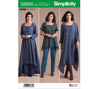 Simplicity US8960H5 Patron de Couture S8960 Robe ou Tunique, Jupe et Pantalon pour Femme, Papier, Blanc, Divers, Set de 3 Pièces