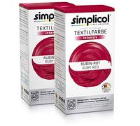 Simplicol Coloration textile intense (18 couleurs), Rubin-rot 1804, 2 Pack