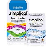simplicol : Kit Complet Teinture Expert + fixateur : Votre Teinture Express (Paquet 300g + Flacon 90ml) - Bleu Gentiane