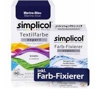 simplicol : Kit Complet Teinture Expert + fixateur : Votre Teinture Express (Paquet 300g + Flacon 90ml) - Bleu Marine