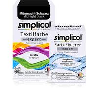 simplicol : Kit Complet Teinture Expert + fixateur : Votre Teinture Express (Paquet 300g + Flacon 90ml) - Noir Minuit