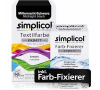 simplicol : Kit Complet Teinture Expert + fixateur : Votre Teinture Express (Paquet 300g + Flacon 90ml) - Noir Minuit
