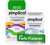 simplicol : Kit Complet Teinture Expert + fixateur : Votre Teinture Express (Paquet 300g + Flacon 90ml) - Vert Pomme