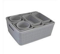 Simplify Ensemble de 10 pièces | Bacs de tailles multiples | Multifonction | Bureau | Dortoir | Salle de bain | Panier de rangement | Petits articles | Accessoires | Gris