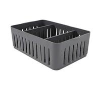 Simplify Poubelle empilable à 3 compartiments avec séparateurs réglables, organisateur de tiroir, panier de rangement, pour fournitures de bureau, dortoir, salle de bain, accessoires, maquillage, gris