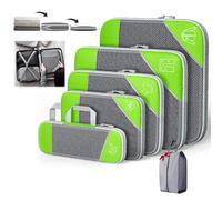 Simplifyliving Compression Packing Cubes, Portsmtwen Compression Packing Cubes for Travel, 5/6 Set Compressible, Suitcase Organizer Bags Set, Lightweight and Space-Saving (Green,5Set)