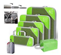 Simplifyliving Compression Packing Cubes, Portsmtwen Compression Packing Cubes for Travel, 5/6 Set Compressible, Suitcase Organizer Bags Set, Lightweight and Space-Saving (Green,6Set)