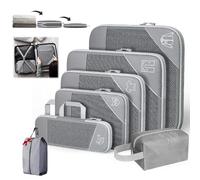 Simplifyliving Compression Packing Cubes, Portsmtwen Compression Packing Cubes for Travel, 5/6 Set Compressible, Suitcase Organizer Bags Set, Lightweight and Space-Saving (Grey,6Set)